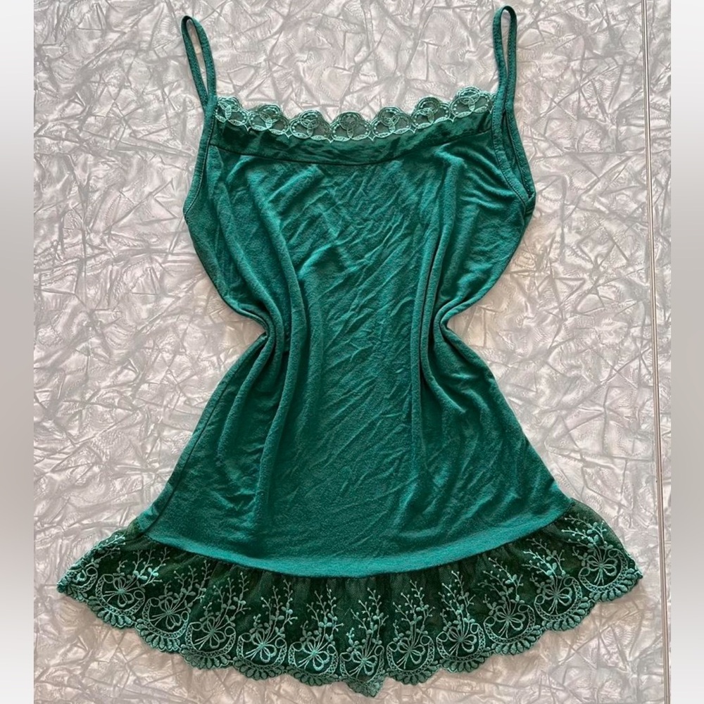 Green Lace Trim Cami Top